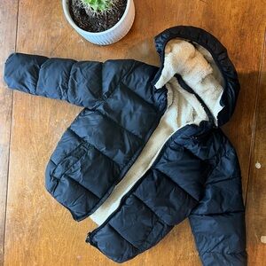 Kids Black Puffer Jacket with Cream Lining